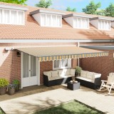 vidaXL Marchiză Manuală Retractabilă cu LED Verde și Galben 500x350 cm