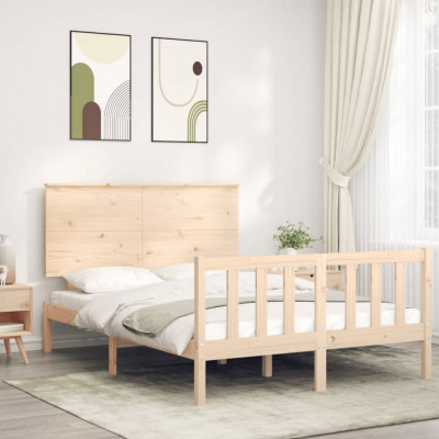 vidaXL Cadru de pat cu tăblie, 120x200 cm, lemn masiv foto