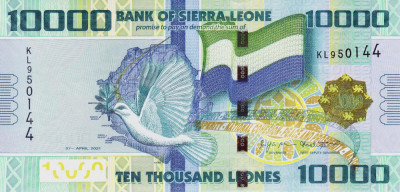 Bancnota Sierra Leone 10.000 Leones 2021 - P33f UNC foto