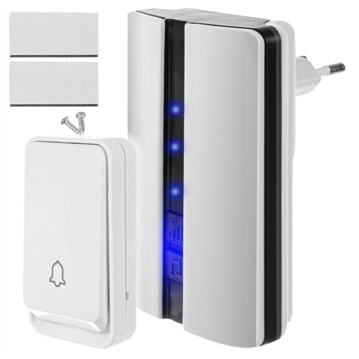 Sonerie electrica fara fir, impermeabila, 51 melodii, 150 m, 230V, alb