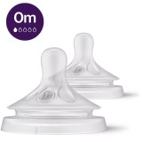 Tetina Philips Avent Natural Response SCY961/02, 0 luni, tetina care functioneaza ca sanul mamei, tetina fara scurgeri, debit 1, fara BPA, 2 bucati