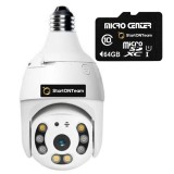 Camera wireless IP, profesionala de supraveghere de 3MP, Rotativa de exterior tip Bec cu Senzor miscare, Alba