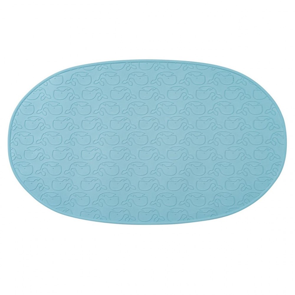 Covoras de baie antialunecare cu ventuze, din cauciuc natural,  antibacterian, oval, 42 x 25 cm, albastru, MyHappyBath Mat, Reer 76023  Children SafetyC | Okazii.ro