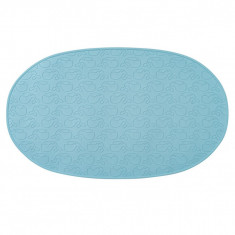 Covoras de baie antialunecare cu ventuze, din cauciuc natural, antibacterian, oval, 42 x 25 cm, albastru, MyHappyBath Mat, Reer 76023 Children SafetyC