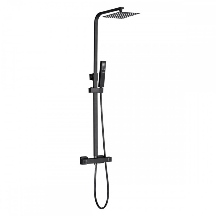 Set de duș Mazama Black cu baterie termostatică