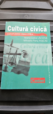 CULTURA CIVICA CLASA A VIII A MARIA LACATUS MIHAELA PUSCAS EDITURA CORINT foto