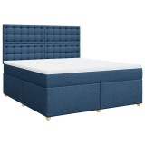 Cumpara ieftin Pat box spring cu saltea, albastru, 180x200 cm, material textil