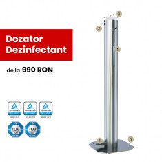 Dozator din inox pentru gel/lichid dezinfectant foto