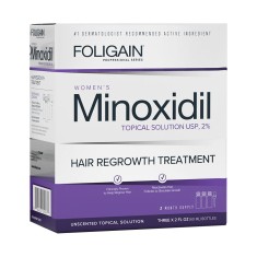 Solutie pentru Cresterea Parului, Foligain, Minoxidil 2%, Pipeta Inclusa, 3x 60ml