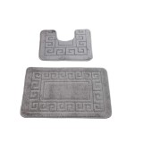 Set 2 Covorase Baie Model Ethnic 2504, Gri, Marime 60 x 100 cm, Antiderapant, Antialergic, Polipropilena