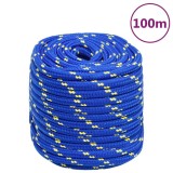 VidaXL Fr&acirc;nghie de barcă, albastru, 16 mm, 100 m, polipropilenă