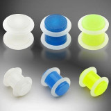 Plug UV fosforescent, cu două inele O din cauciuc - Lățime: 4 mm, Culoare Piercing: Verde neon