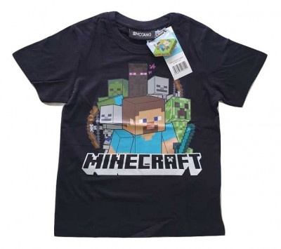 Tricou Minecraft ORIGINAL Steve, 9-10 sau 11-12 ani + Bratara CADOU !! foto