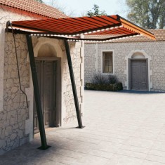 vidaXL Copertină retractabilă manual cu LED portocaliu &amp; maro 3x2,5 m
