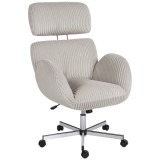 HOMCOM Scaun de birou ergonomic din catifea, fotoliu de birou cu spătar &icirc;nalt, tetiere și cotiere reglabile, gri | Aosom Romania