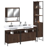 VidaXL Set mobilier de baie, 4 piese, stejar maro, lemn prelucrat