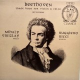 Beethoven &ndash; Ruggiero Ricci, Mihaly Virizlay &lrm;&ndash; Three Duos For Violin &amp; Cello NM / NM vinil, LP, disc clasica _ Ember, UK, 1975