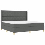 Cumpara ieftin Pat cu saltea cu arcuri Gri &icirc;nchis 200 x 200 cm țesătură