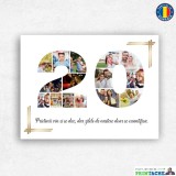 Tablou Canvas Personalizat 20 Ani cu Poze si Text, Decoratiune Casa, Cadou Original, Panza Premium, Agatatoare Inclusa
