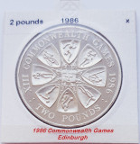 81 Guernsey 2 Pounds 1986 XIII Commonwealth Games km 48 proof argint, Europa