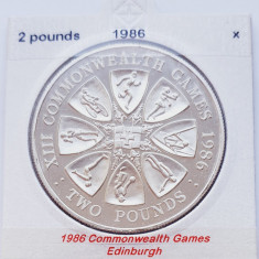 81 Guernsey 2 Pounds 1986 XIII Commonwealth Games km 48 proof argint