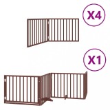 Cumpara ieftin Poarta caini pliabila cu usa 12 panouri maro 960 cm, lemn plop