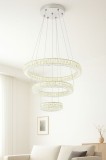 Pendul Led Cristal 3 Inele Cu Telecomanda, Lumina Reglabila Alb Cald-Rece , 120W, &Oslash;60Cm
