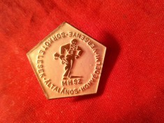 Insigna Militara Ungaria - MHSZ - Educatia pt Aparare , metal si email , h=2,4cm