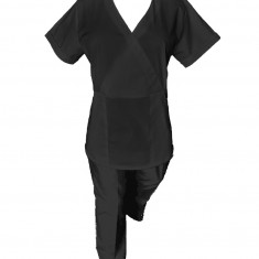 Costum Medical Pe Stil, Negru cu Elastan, Model Marinela - 2XL, 2XL