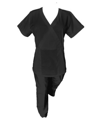 Costum Medical Pe Stil, Negru cu Elastan, Model Marinela - XL, XL foto