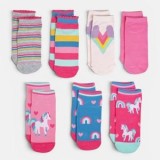 Sosete scurte multicolor cu unicorn și modele de rainbow, CMCLASS