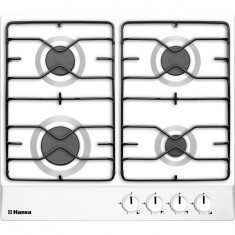 Plita incorporabila Hansa BHGW630100, Gaz, 4 arzatoare, Aprindere electrica, 60 cm, Alb