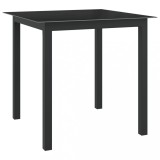 Masa gradina Gossi negru 80x80x74 cm aluminiu sticla patrata exterior terasa