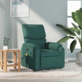 Fotoliu de masaj rabatabil, verde &icirc;nchis, material textil