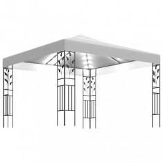 Pavilion cu șiruri de lumini LED, alb, 3x3m