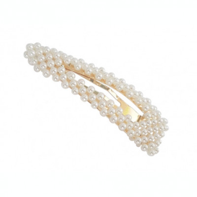 Agrafa de par cu perle albe pentru copii sau adulti 9 cm foto