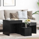 Set 3 Măsuțe Cafea vidaXL Stejar Negru 45x45x45 cm, Mese Living Moderne, Design Compact