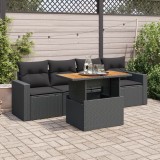 Cumpara ieftin Gossi set mobilier de gradina cu perne, 5 piese, negru, poliratan