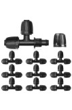 Conector T micro picurare 1/2 inch din plastic cu barbe, 10 buc, conector furtun de grădină cu barbe, irigare grădină