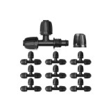 Conector T micro picurare 1/2 inch din plastic cu barbe, 10 buc, conector furtun de grădină cu barbe, irigare grădină