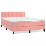 Cumpara ieftin Pat box spring cu saltea, roz, 140x200 cm, catifea