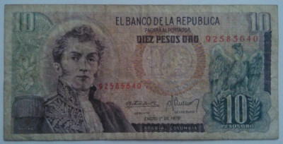 Bancnota Columbia - 10 Pesos Oro 01-01-1978 foto