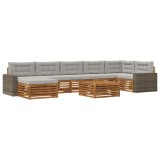 vidaXL Set de canapele de exterior 8 pcs Natural și gri deschis 3383669