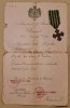 Brevet si Medalie Crucea Comemorativa 1916 - 1918.