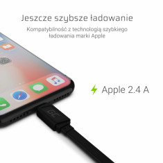 cablu Lightning Flat c 25 cm cu fast charging Apple 2.4A foto