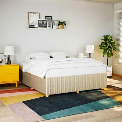 vidaXL Cadru de pat fără saltea, crem, 200x200 cm, textil 3284968 foto