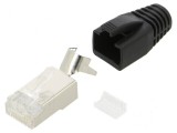 Conector RJ45 Cat 6 ecranat cu manșon pe cablu, mufă PIN 8