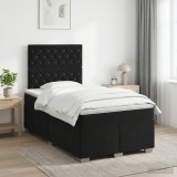 Cumpara ieftin Pat boxspring cu saltea cu headboard Negru 120 x 200 cm Catifea