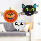 Decoratiune de Halloween - set de lampioane - dovleac, pisica, craniu - hartie - 20 cm - 3 buc set