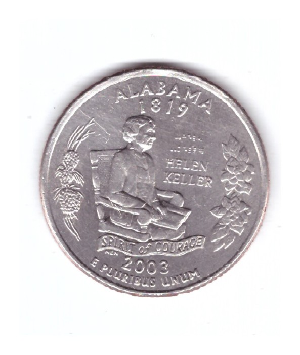 Moneda SUA 25 centi/quarter dollar 2003 D, Alabama 1819, stare foarte buna